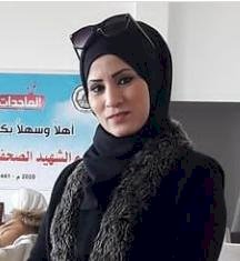 منى بكر امين سر مفوضية الاعلام في مجلس المرأة- ساحة غزة