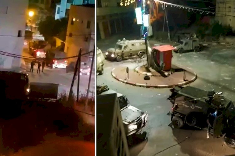 صورتان من اقتحام قوات الاحتلال الإسرائيلي بلدة يعبد جنوب غرب جنين