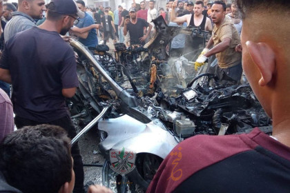 شهيدان في غارة إسرائيلية استهدفت سيارة مدنية وسط مدينة غزة عصر اليوم