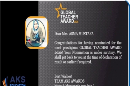 المعلمة أسماء مصطفى تفوز بلقب المعلم العالمي للعام 2020  من مؤسسة هندية