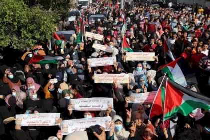 تيار الإصلاح الديمقراطي في حركة فتح  ينظم مسيرة جماهيرية رافضة لقرار تأجيل الإنتخابات التشريعية في محافظة خانيونس