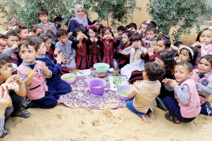 لجنة رياض الأطفال في مجلس المرأة بمحافظة الشمال ينفذ فعالية قطف الزيتون بروضة الريان