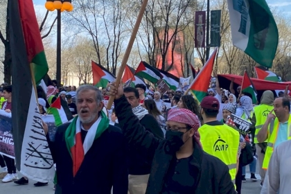 مسيرة بمدينة شيكاغو في أمريكا  تنديداً بالاعتداءات الإسرائيلية على مدينة القدس والمسجد الأقصى