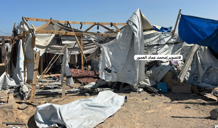 إصابات في قصف مسيرة إسرائيلية خيمة تؤي نازحين غربي مدينة خان يونس