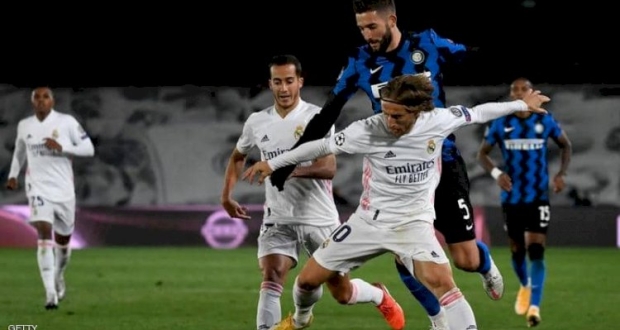 جانب من موقعة ريال مدريد وإنتر ميلانو.