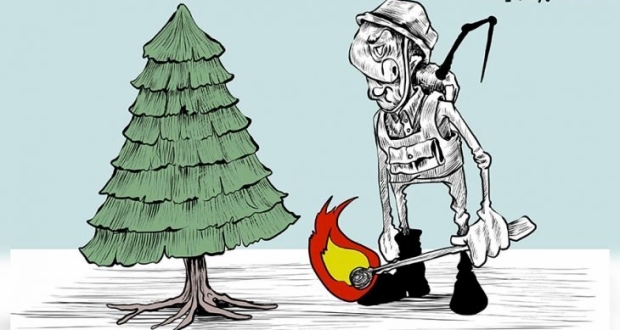 كاركاتير: اشعال شجرة الميلاد 